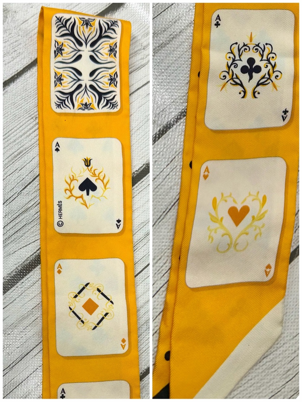 PRE LOVED Hermès "Jeu de Cartes" Twilly Scarf - Picture 3 of 9